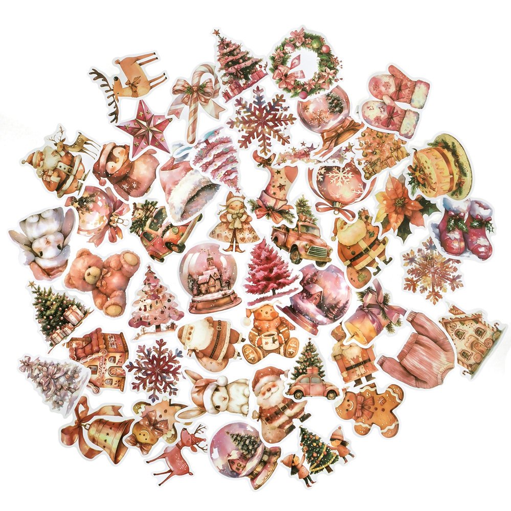 Zestaw naklejek świątecznych 4-6cm 50 sztuk rozmiar M