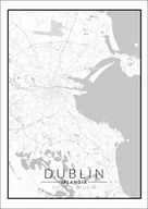 Plakaty - Dublin mapa czarno biała - plakat 70x100 cm - miniaturka - grafika 1