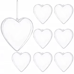 Bombki akrylowe 10cm serce plastikowe decoupage zestaw 8 szt. - Bombki - miniaturka - grafika 1