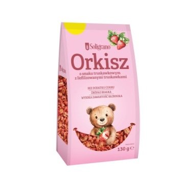 Orkisz o smaku truskawkowym z liofilizowanymi truskawkami