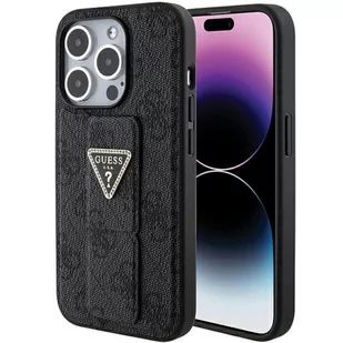 Guess GUHCP15XPGS4TDK iPhone 15 Pro Max 6.7" czarny/black hardcase Grip Stand 4G Triangle Strass - Etui i futerały do telefonów - miniaturka - grafika 1