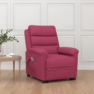 Stoły i łóżka do masażu - vidaXL Podnoszony fotel masujący, winna czerwień, aksamitny - miniaturka - grafika 1