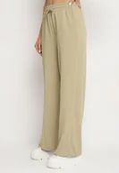 Spodnie damskie - Jasnozielone Szerokie Spodnie z Wysokim Stanem i Wiązaniem Deannie - miniaturka - grafika 1