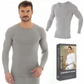 Koszulki męskie - Koszulka męska WEŁNIANA termo BRUBECK LS11600 - L - miniaturka - grafika 1