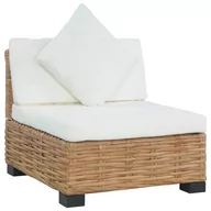 Sofy ogrodowe - vidaXL Sofa bez podłokietników, z poduszkami, naturalny rattan - miniaturka - grafika 1