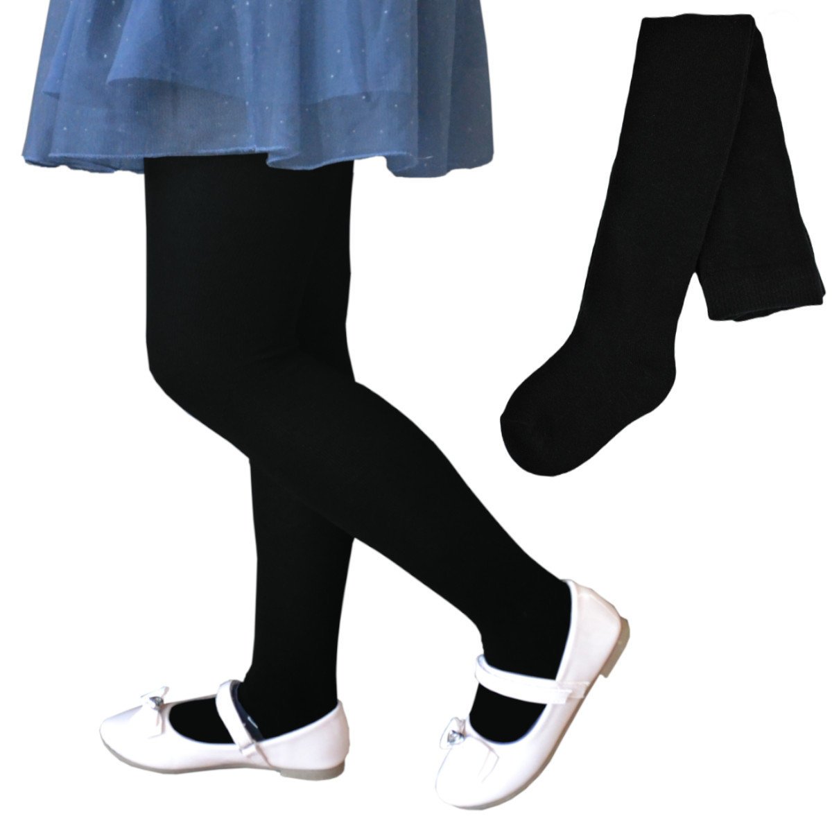 Rajstopy dziecięce bawełniane gładkie czarne Noviti roz.116/122