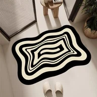 Dywaniki łazienkowe - Dywanik łazienkowy 50 x 80 cm, czarno-biały, prosty styl amerykański, szybkoschnący, chłonny, plamoodporny i antypoślizgowy, wykonany z gliny - miniaturka - grafika 1