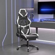 Fotele gamingowe - Lumarko Masujący fotel gamingowy z podnóżkiem, czarno-biały - miniaturka - grafika 1