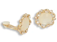 Kolczyki - Klipsy do uszu złote kwiatek z perełką - miniaturka - grafika 1