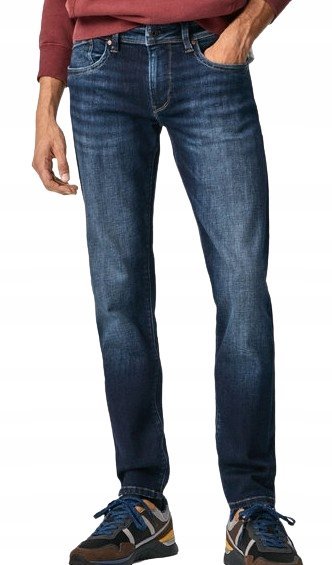 PEPE JEANS GRANATOWE SPODNIE JEANSOWE Z PRZETARCIAMI PROSTE 31/34 XQA
