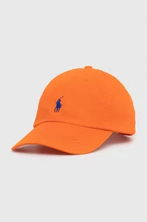 Czapki damskie - Polo Ralph Lauren czapka z daszkiem bawełniana kolor pomarańczowy gładka - grafika 1
