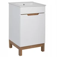Szafki łazienkowe - Szafka łazienkowa z umywalką stojąca biała mała pod umywalkę 50 cm Zestaw - miniaturka - grafika 1