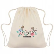 Plecaki szkolne i tornistry - WORKO-PLECAK BEŻOWY Na Buty KWIATY MOTYLE Wzory - miniaturka - grafika 1