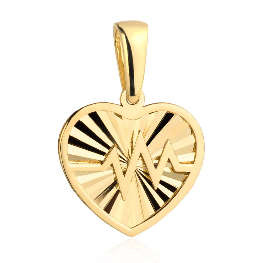 Złota zawieszka wisiorek serce serduszko grawerowane i linia życia pr. 585