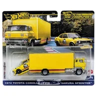 Samochody i pojazdy dla dzieci - Hot Wheels Premium Car Culture Transport Zestaw 2 Pojazdów Autka Samochodziki 1972 Toyota Corolla Levin I Sakura Sprinter #75 - miniaturka - grafika 1