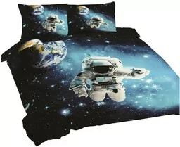 Matex Pościel bawełniana 220x200 Kosmos czarna niebieska Universal - Pościel - miniaturka - grafika 1