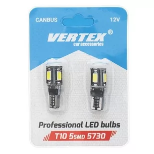 CANBUS AMiO 01628 Led 5SMD 5730 T10 W5W) White 2 sztuki - Żarówki samochodowe - miniaturka - grafika 1