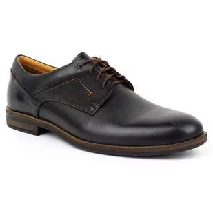 Buty męskie casual eleganckie skórzane 333KAM czarne - KAMPOL - Półbuty męskie - miniaturka - grafika 1