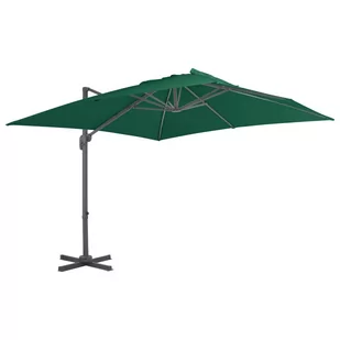 vidaXL Parasol wiszący na aluminiowym słupku, zielony, 300x300 cm 44634 - Parasole ogrodowe - miniaturka - grafika 1