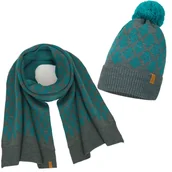 Czapki damskie - Nandy Komplet Czapka Szalik Ciepły Zimowy Choinki - Zest-Cs-2205095-02 - miniaturka - grafika 1