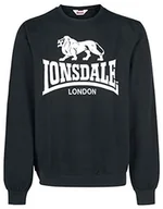Bluzy męskie - Lonsdale bluza męska bluza Men Crew narożny GoSport - 3xl czarny - miniaturka - grafika 1