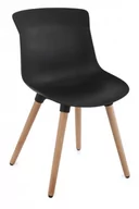 Taborety i hokery - Krzesło Fox na drewnianych nogach z plastikowym siedziskiem, minimalistyczne, czarne - miniaturka - grafika 1