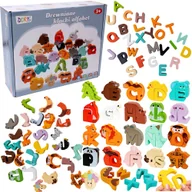Układanki dla dzieci - Drewniane Klocki Edukacyjne Alfabet Zwierzątka Drewniana Układanka Montessori - Nauka Liter Alfabetu - Dopasuj Połącz Puzzle - miniaturka - grafika 1
