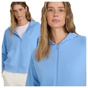 Bluzy damskie - Bluza dresowa rozpinana z kapturem damska 4F 4FWMM00TSWSF1763-32S Niebieski Roz. XS - miniaturka - grafika 1