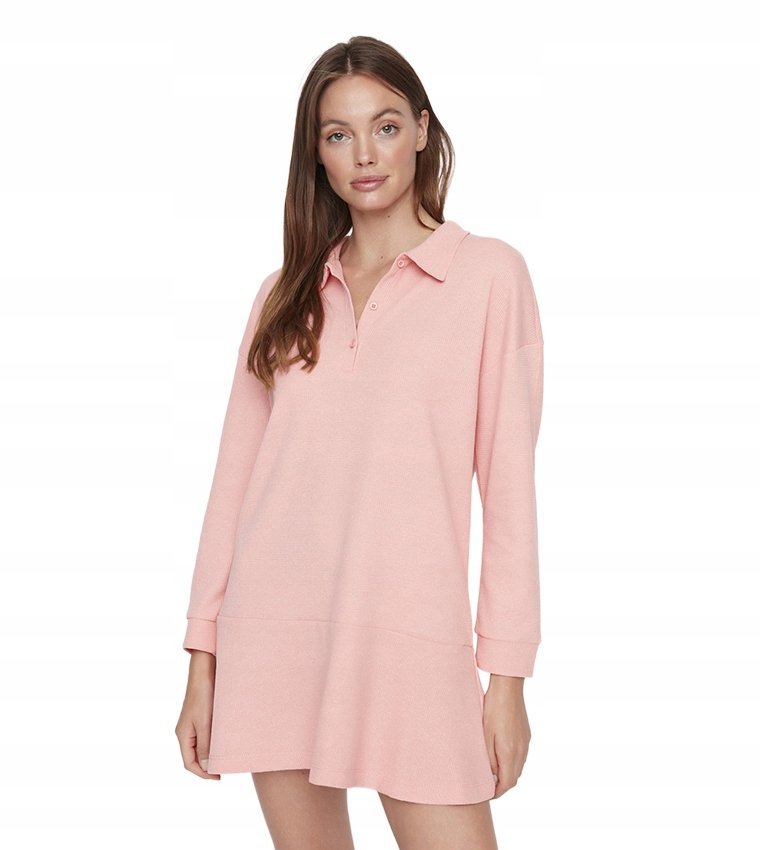 TRENDYOL DAMSKA RÓŻOWA KOSZULA Z KOŁNIERZEM DŁUGI RĘKAW 34 6_A