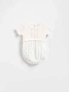 Reserved - Body z łączonych materiałów - złamana biel - Body dla niemowląt - miniaturka - grafika 1