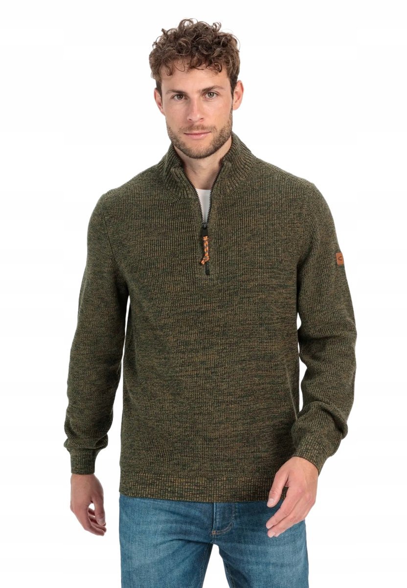 CAMEL ACTIVE SWETER MĘSKI Z PÓŁGOLFEM I MELANŻOWYM WZOREM L 6BA