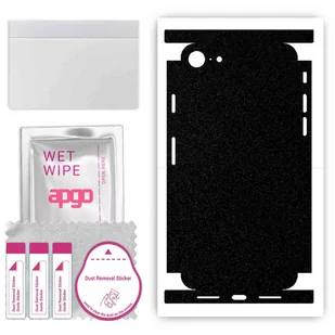 Folia naklejka skórka strukturalna na TYŁ+BOKI do Apple iPhone SE (2020) -  Czarny Pastel Matowy Chropowaty Baranek - apgo SKINS - Szkła hartowane na telefon - miniaturka - grafika 1