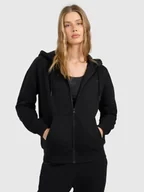Bluzy damskie - 4F Bluza dresowa rozpinana z kapturem damska - czarna XXL - miniaturka - grafika 1