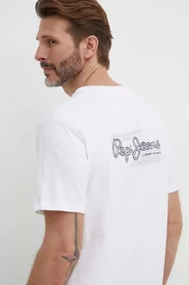 Koszulki męskie - Pepe Jeans t-shirt bawełniany SINGLE CLIFORD męski kolor biały z nadrukiem PM509367 - grafika 1