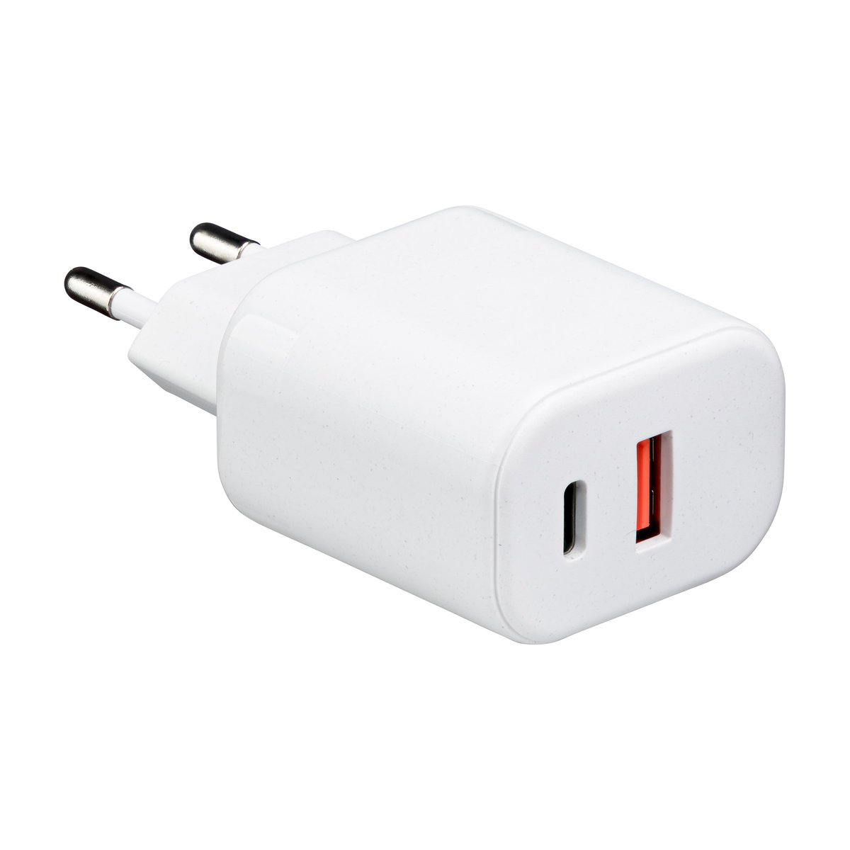Ładowarka sieciowa QUALO Recykling 30W USB-A i USB-C Dwa porty szybkie ładowanie biała