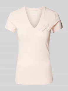 T-shirt z obszyciem ozdobnymi kamieniami z logo - Koszulki i topy damskie - miniaturka - grafika 1