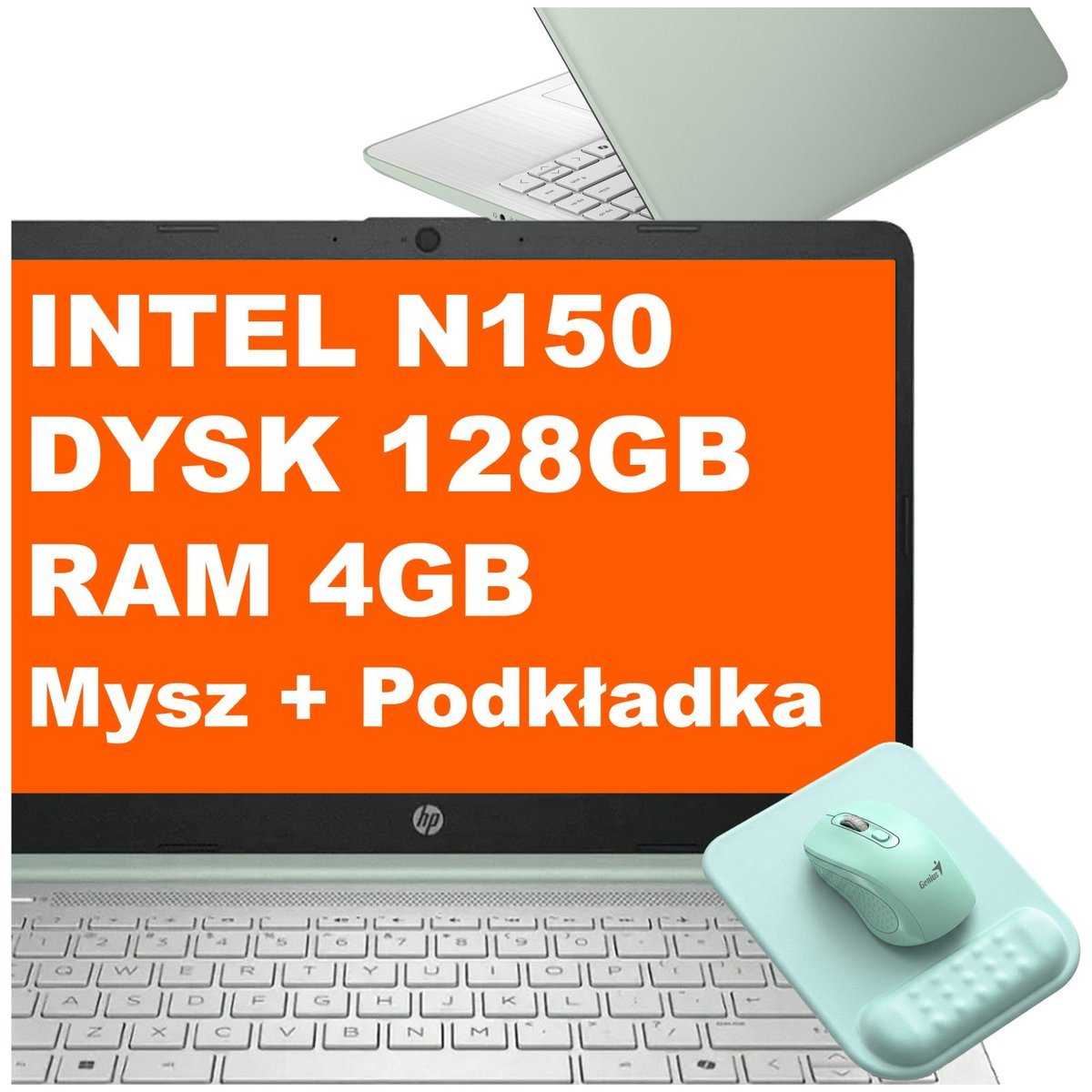 HP Stream 14-dq6013dx / B87SPUA / Intel N / 4GB / 128GB UFS / Intel Graphics / HD / Win 11 / Mysz / Podkładka / Zielony B87SPUA_4GB_128GB_W11