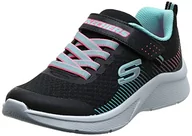 Buty dla dziewczynek - Skechers Dziewczęce sneakersy Microspe, czarny - Czarna czarna siateczka Aqua Neon Pink Obsadzanie Bkaq - 27 EU - miniaturka - grafika 1