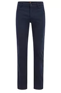 Spodenki męskie - BOSS Męskie spodnie Schino-Slim D Slim-fit z rozciągliwej bawełny satynowej niebieskiej, NIEBIESKI, 44 - miniaturka - grafika 1
