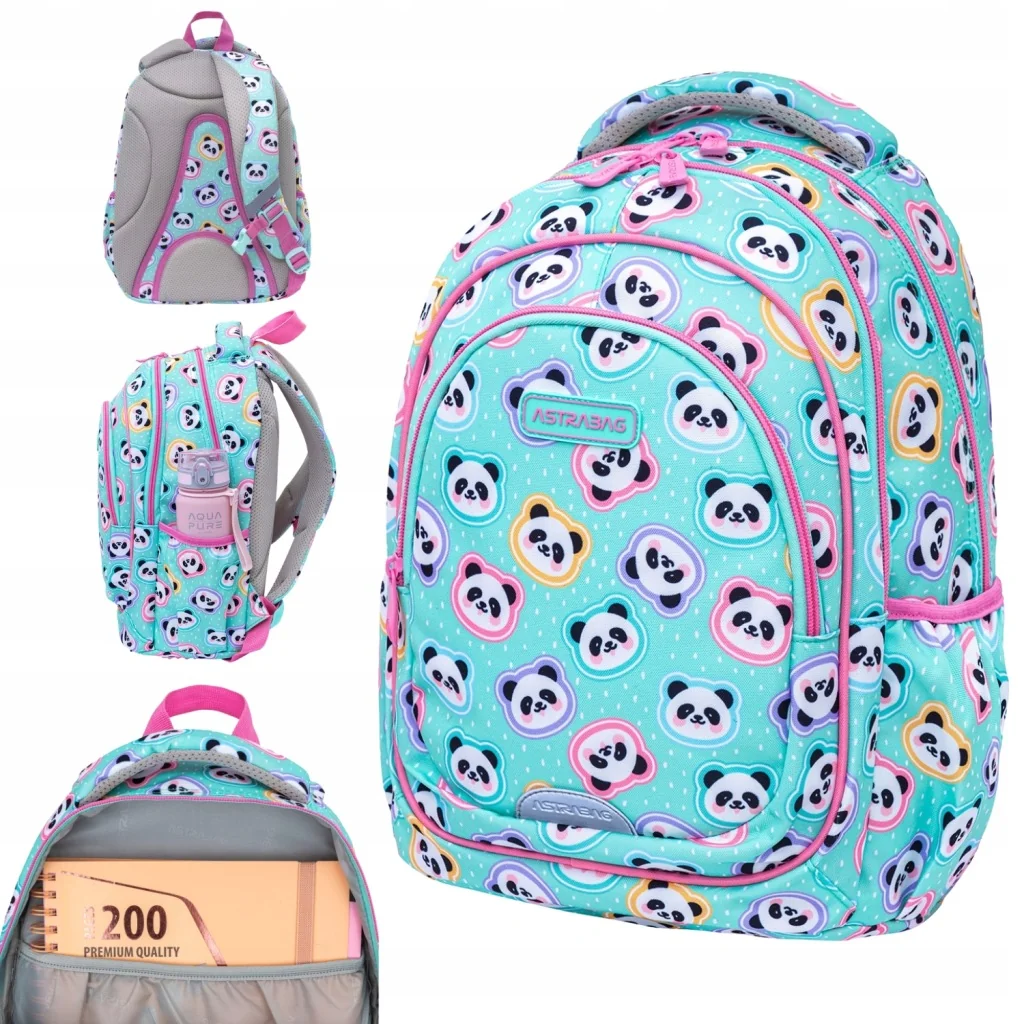 PLECAK SZKOLNY MŁODZIEŻOWY DLA DZIEWCZYNKI PANDY 20L KLASA 1-3 ASTRABAG