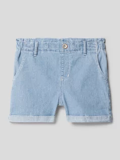 Spodnie i spodenki dla dziewczynek - Szorty jeansowe z bawełny ze wzorem w paski model ‘BELLA’ - grafika 1