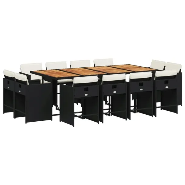 Zestaw mebli ogrodowych rattan PE z poduszkami, stół 220x106x73 cm, kolor