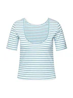 Koszulki i topy damskie - Mavi Damska koszulka w paski, niebieski biały, L - miniaturka - grafika 1