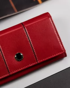 Wielokolorowy, Skórzany Portfel Damski Na Zatrzask Lumarko! - Portfele - miniaturka - grafika 4