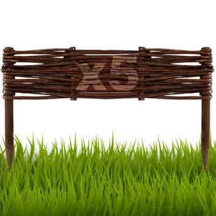 Floranica Płotek wiklinowy 5 szt. Wysokość: 10 cm x 40 cm ogrodzenie, palisada, obramowanie rabat, grządek, trawników, - Ogrodzenia - miniaturka - grafika 1