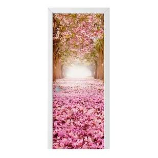 Naklejka na drzwi HOMEPRINT Tunelem różowych drzew 85x205 cm - Naklejki na ścianę - miniaturka - grafika 1