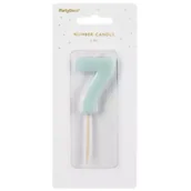 Urodziny dla dorosłych - PartyDeco Świeczka 7 jasno niebieska 5.5cm - miniaturka - grafika 1