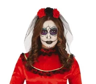 Dodatki do strojów karnawałowych - Opaska Muertos Róże Z Welonem - miniaturka - grafika 1