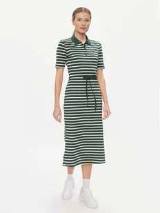 Tommy Hilfiger Sukienka codzienna Reg Breton Midi Polo Dress Ss WW0WW42030 Zielony Regular Fit - Sukienki - miniaturka - grafika 1