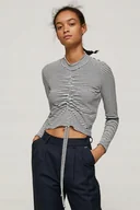 Bluzki damskie - PEPE JEANS BLUZKA BIAŁA W PASKI DAMSKA S P9U - miniaturka - grafika 1
